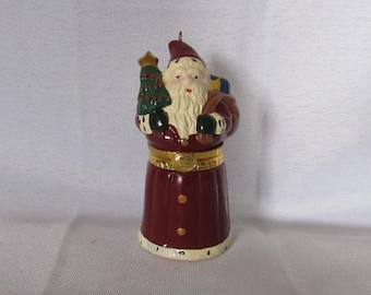 1998 Hallmark Christmas Ornament Santa's Hidden Surprise Ceramic Trinket Box