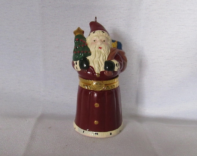 1998 Hallmark Christmas Ornament Santa's Hidden Surprise Ceramic Trinket Box