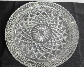 Vtg Anchor Hocking Clear Glass Wexford Ashtray 8 1/2"  (BR)