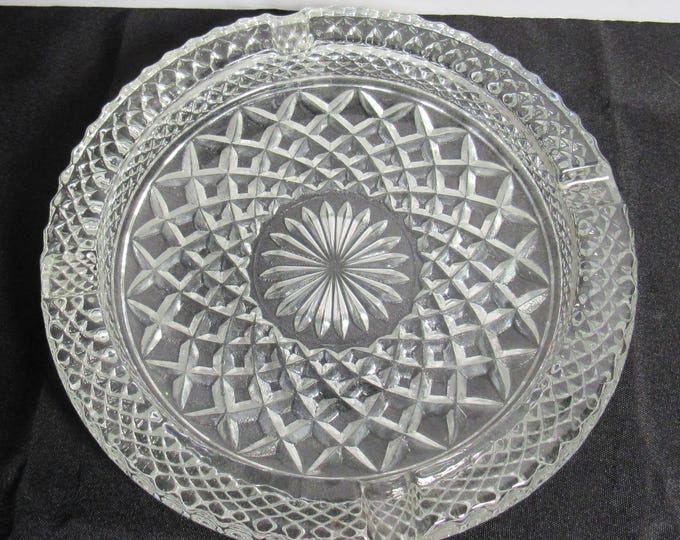 Vtg Anchor Hocking Clear Glass Wexford Ashtray 8 1/2"  (BR)