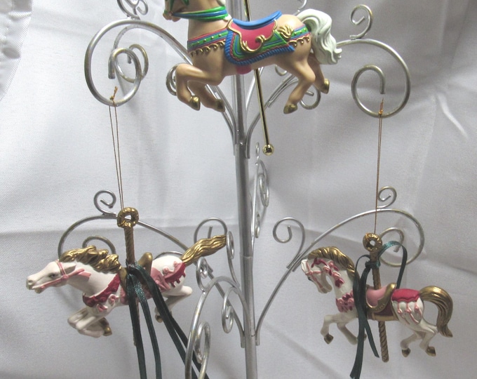 3 Carousel Horse Christmas Ornaments (Bx 3)