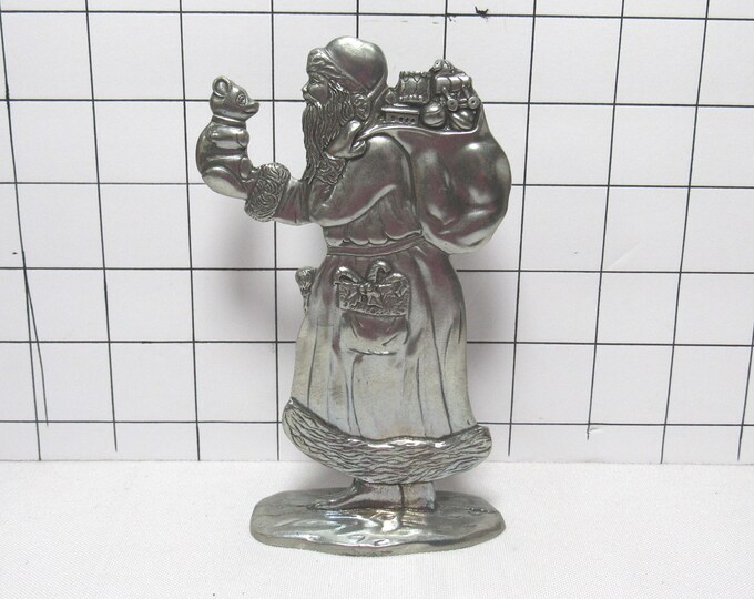 Seagull Pewter 1988 Santa Claus Holding Teddy Bear Figurine (h)
