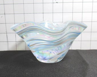 Hand Blown Art Glass Mini Wave/Ruffled Bowl  by Glass Eye Studio (shop)