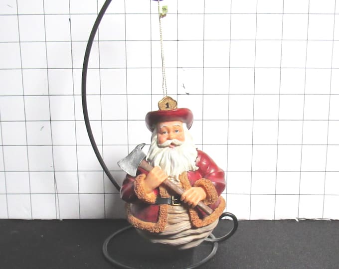 Resin Fireman Rolly Polly Santa Ornament (Box 2)