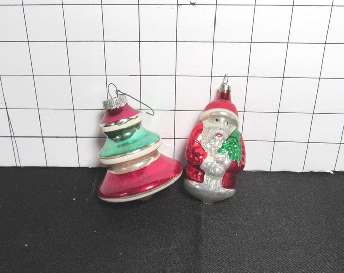 2 VTG Blown Mercury Glass Christmas Ornaments  (s8)