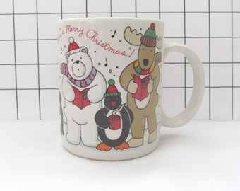 Vtg Ceramic "We Wish You a Merry Christmas" Christmas Coffee Mug