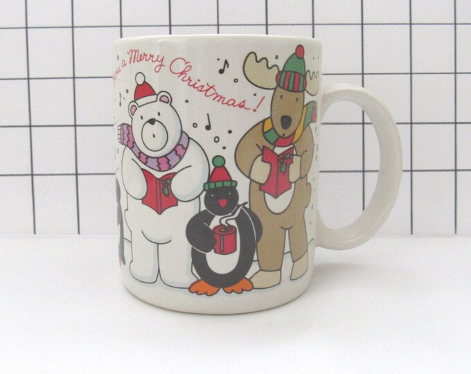 Vtg Ceramic "We Wish You a Merry Christmas" Christmas Coffee Mug