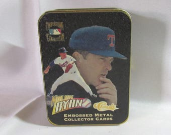 VTG Avon Baseball Embossed Metal Collector Cards in Decorative Tins Nolan Ryan (Bx 5)