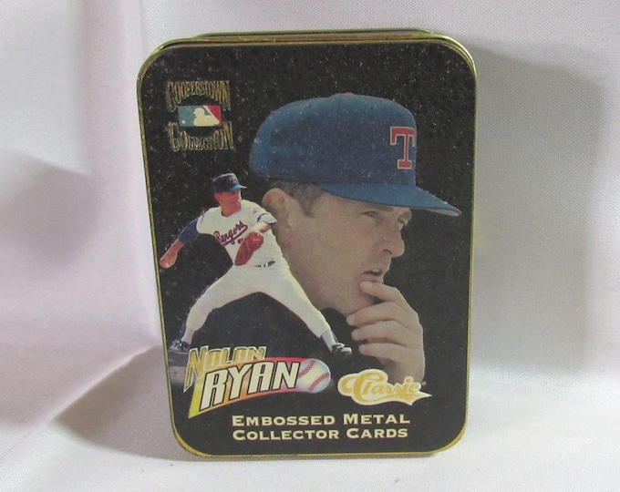 VTG Avon Baseball Embossed Metal Collector Cards in Decorative Tins Nolan Ryan (Bx 5)