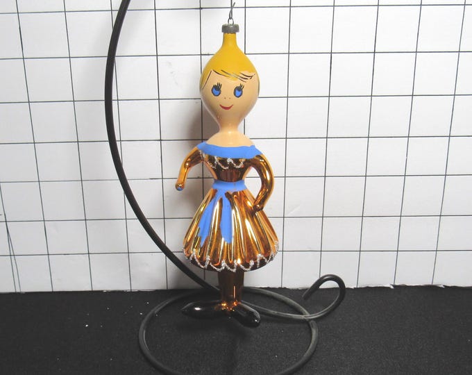 VTG Blown Mercury Glass Dancer Christmas Ornament 7" (s7)