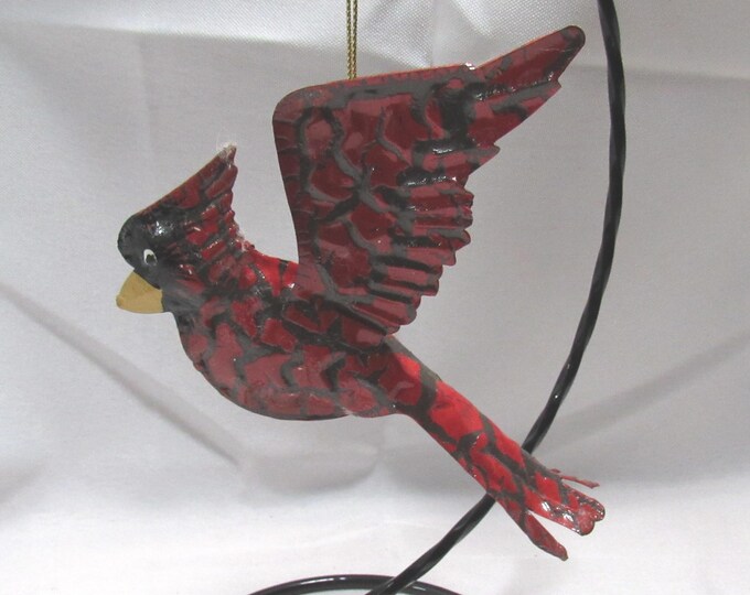 Metal Cardinal Christmas Ornament (Bx 3)