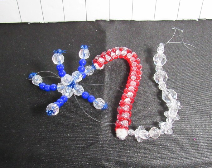 2 Handmade Beaded Christmas Ornaments  (bsE4)