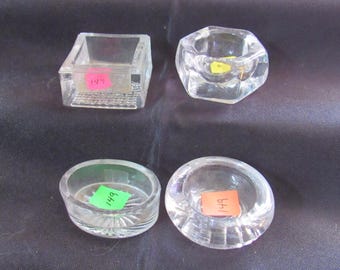 4 Vtg Assorted Shaped Glass Open Salt Cellars (#149)
