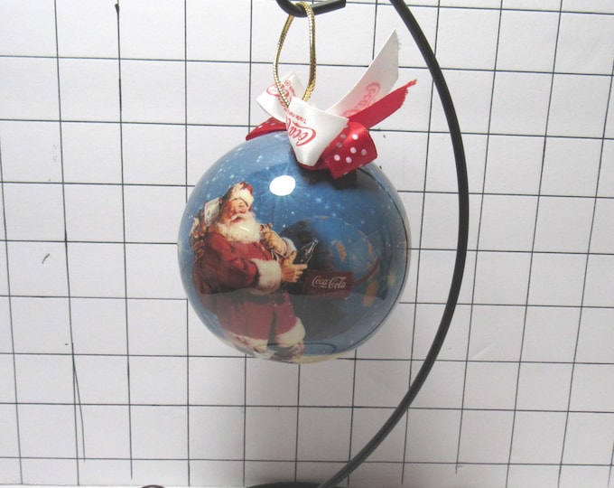 1993 Coca Cola 3" Round Ball Ornament Santa Holding a Coke (bx1)