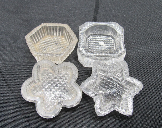 4 Small Vtg Assorted Shaped Glass Open Salt Cellars (#67)