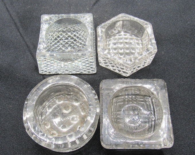 4 Vtg Assorted Shaped Glass Open Salt Cellars (#151)