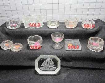 Choice of Vtg Glass/Crystal Open Salt Cellar Salt Dips (OS#3)