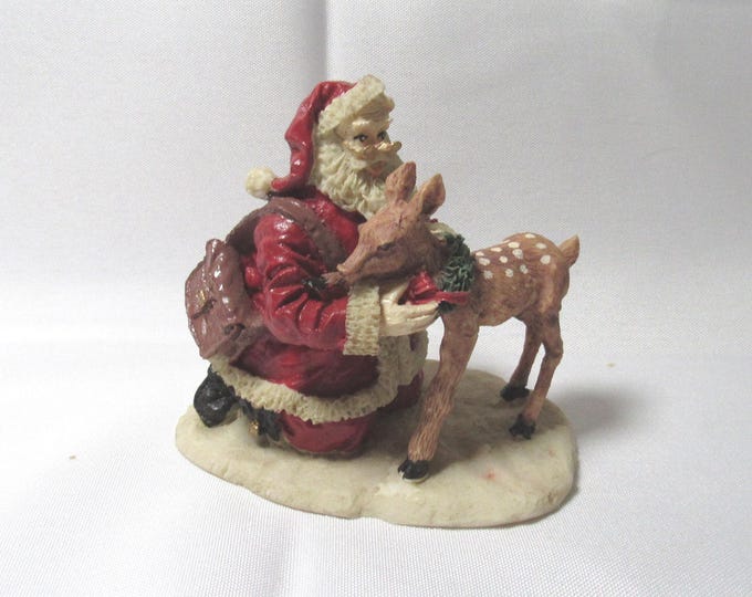 Vtg Resin Santa with Reindeer Figurine (Bx 5)