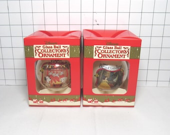 Choice of Disney's 1992 Glass Ball Collector's Ornaments 101 Dalmatians or Beauty & the Beast (bx1)