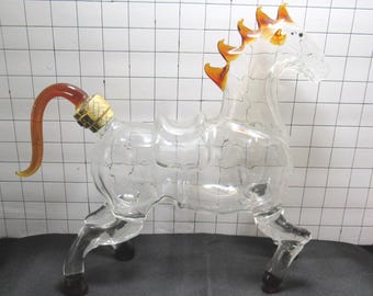 Large Glass Horse Liquor Decanter
