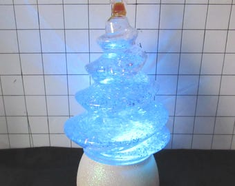 VTG 8" LED Glitter Swirl Glass Christmas Tree