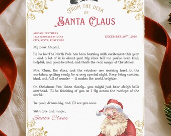 Custom Letter From Santa Claus, Printable Letter From Santa, Christmas Eve Kids Gift, Personalized North Pole Letter, Xmas Digital download