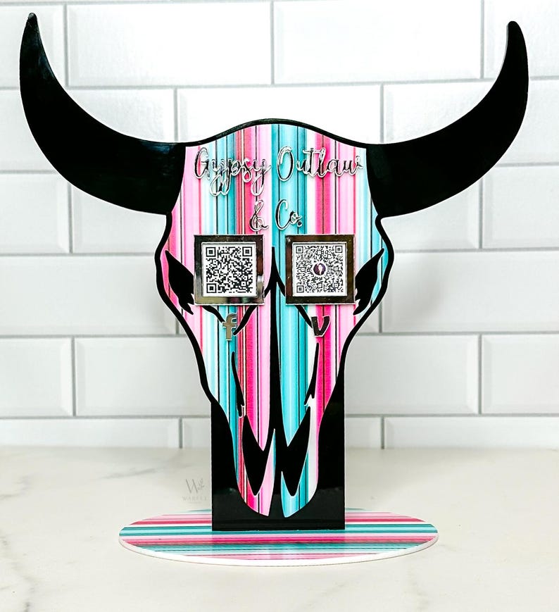 Custom Cow Skull Scan to Pay QR Code Sign Venmo Cashapp Small Business ...