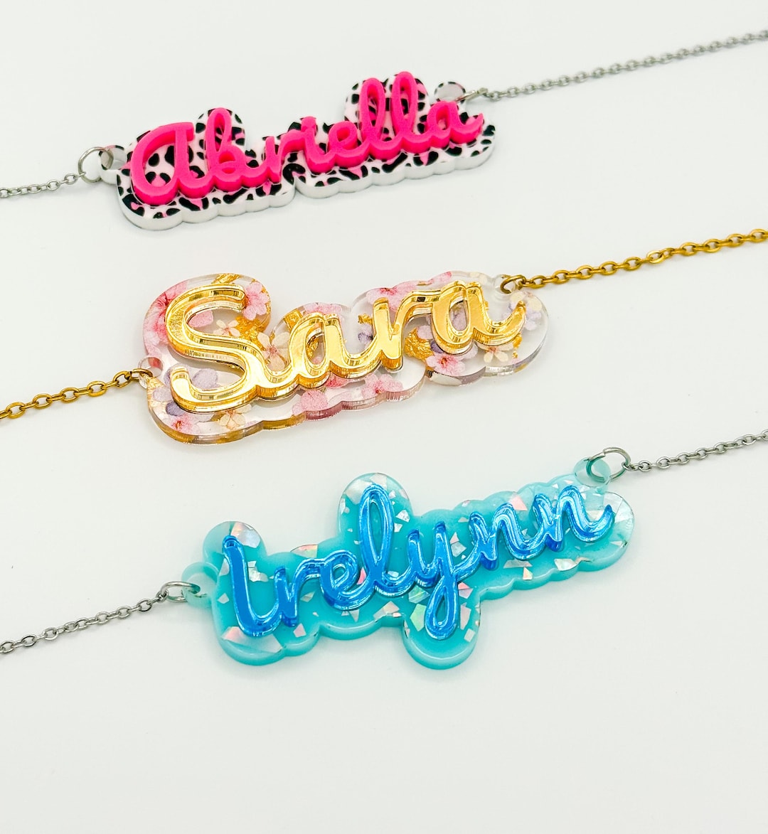 Namesake Accessory Name Plate Necklace, Custom Necklace for Her, Name Necklace, Acrylic ...
