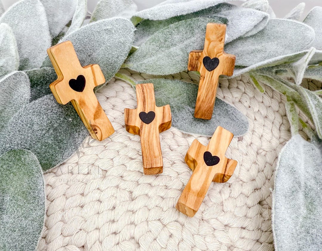 Wooden Fidget Cross With Heart, Comfort Cross for Anxiety Relief ...