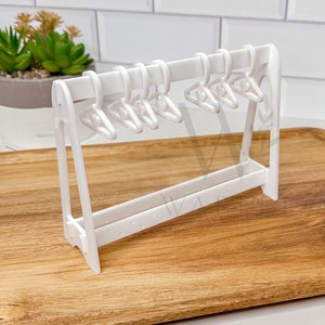 Earring Wardrobe Jewelry stand to hang earrings, mini earring hangers, White acrylic jewelry holder, Quirky earring clothing rack display