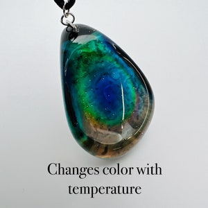 COLOR CHANGING - Spacey Galaxy - Worry Stone Shaped Necklace, Pocket or Keychain Pendant