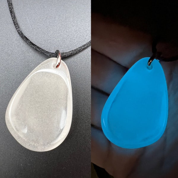 Glow in the Dark Worry Stone Shaped Smooth Resin Necklace or Keychain Pendant