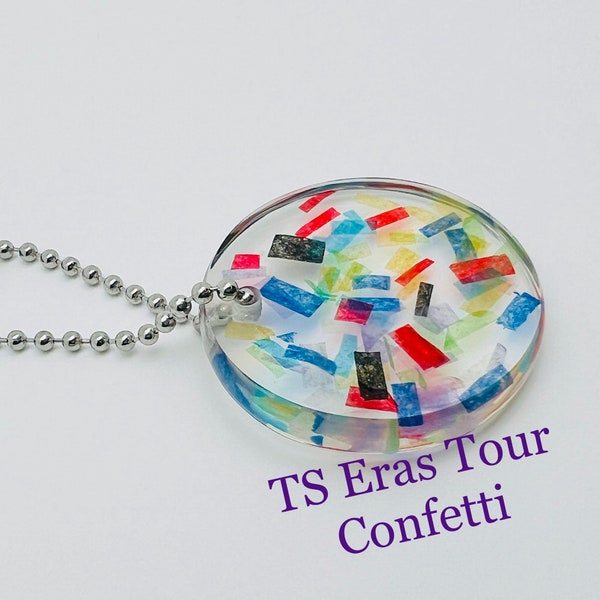 TS Eras Confetti Preserved Keychain Pendant 1.5” Circle