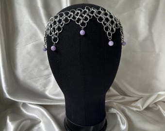 レイン シルバー チェーンメイル ヘッドピース