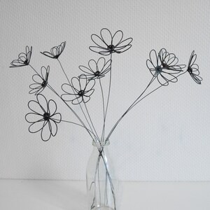 Bouquet of 10 3D flowers in annealed wire flower, artificial flower, floral decoration, boho nature, poppy, daisy, daisy