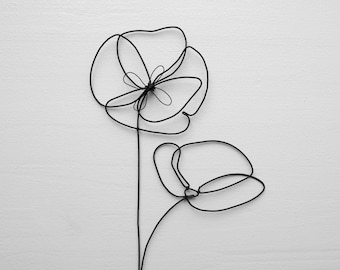 Poppy wire flower annealed wire flower, floral wall decoration, boho nature decoration, bouquet of flowers, gift