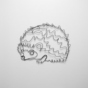 Decorative Hedgehog in Annealed Wire, Nature Wall Decoration, Handmade Metal Sculpture, Original Interior Decoration, Wall Sticker