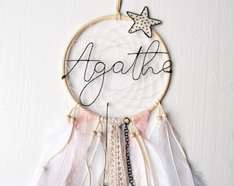 Dream catcher customizable first name in wire, first name annealed wire, room decoration, birth gift, customizable dream catcher