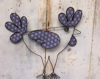 Coq Poule décorative à suspendre, décoration murale en fil de fer recuit, tissu, cadeau décoration d'intérieur, nature poulette, chicken