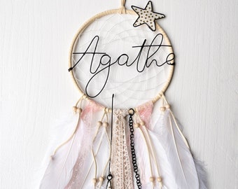 Dream catcher customizable first name in wire, first name annealed wire, room decoration, birth gift, customizable dream catcher