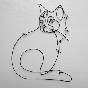 Annealed wire cat, cat silhouette, metal wall decoration, nature decoration, wire quote, nature decoration, animals, feline