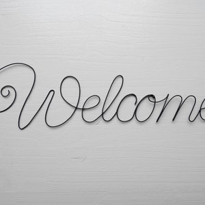 Welcome word in wire, wall decoration, wire writing, message, phrase wire, wire quote, wire sculpture