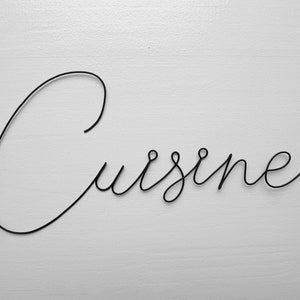 Kitchen decoration in annealed wire, door plate, wire word, sentence, writing, quote, annealed wire sculpture