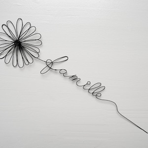 Wire flower first name customizable wire, family word, wire decoration, bouquet of flowers to hang, nature wall decoration