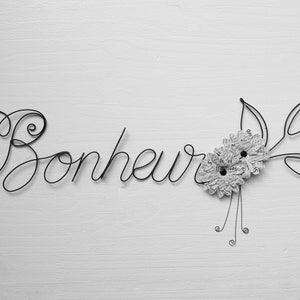 Word customizable wire, customizable first name, door plate, word happiness, wall decoration annealed wire, paper flower,
