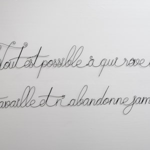 Quote in real annealed wire, wire quote, home wall decoration, interior decoration, message in annealed wire, poem