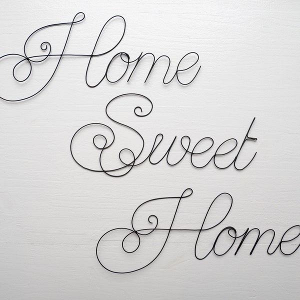 Home Sweet Home, bienvenue, mot fil de fer recuit, phrase personnalisable, citation fil de fer, plaque de porte, décoration murale entrée