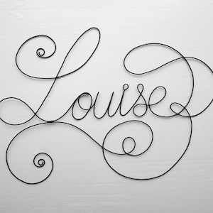 Nombre de alambre, nombre personalizable, Louise, decoración de la pared de la habitación del niño, placa de la puerta, regalo de nacimiento, alambre recocido