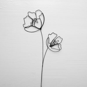 Poppy wire flower, annealed wire flower, floral wall decoration, boho nature decoration, flower bouquet, gift