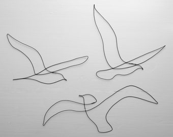 Set of 3 Sweden Wire - Wire Birds Etsy Seagull Wire Nature Wall